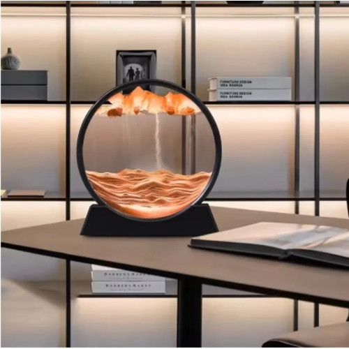 Художественная картина с движущимся песком, круглое стекло, 3D песочные часы, глубоководный пейзаж в движении, дисплей, рама с струящимся песком, 7/12 дюймов, для домашнего декора