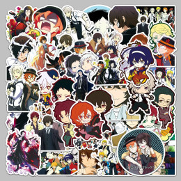 50 шт., наклейки из серии японского аниме Bungo Stray Dogs, чемодан, чехол для телефона, бутылка с водой, водонепроницаемые украшения, наборы наклеек «сделай сам»