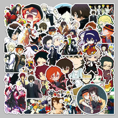 50 шт., наклейки из серии японского аниме Bungo Stray Dogs, чемодан, чехол для телефона, бутылка с водой, водонепроницаемые украшения, наборы наклеек «сделай сам»