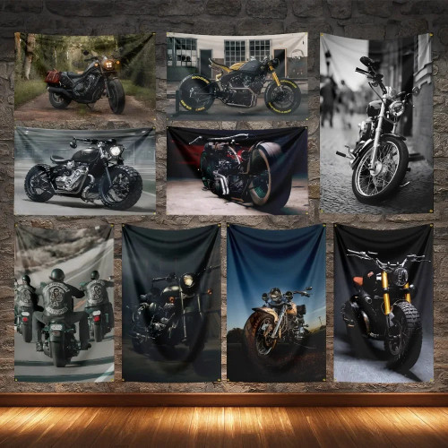 Классический винтажный флаг для мотоциклов полиэфир цифровая печать Moto Banner для украшения