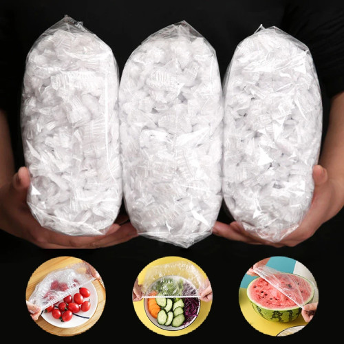 200 шт. одноразовые крышки для пищевых продуктов, пластиковая упаковка, эластичные крышки для пищевых продуктов для фруктовых мисок, кухонная пленка для хранения свежести, пищевая Шарлотта