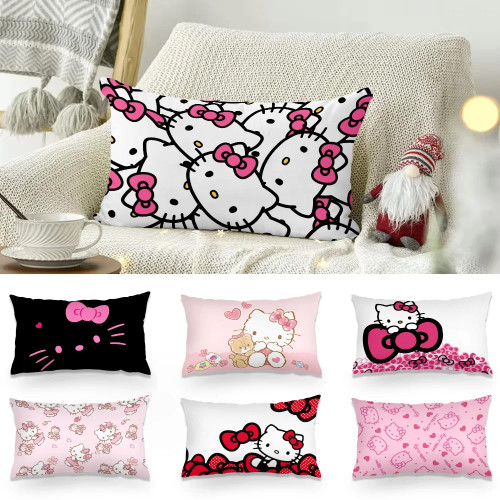 Чехлы на подушки «Hello Kitty» с мультяшным диваном, декоративные домашние двусторонние печатные короткие плюшевые милые чехлы для подушек