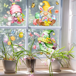 3 листа пасхальные яйца кролик гном наклейки на окно DIY кролик бабочка настенная наклейка стеклянная наклейка Пасхальная вечеринка украшение дома 2025