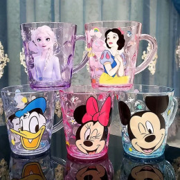 Чашка для воды Disney «Холодное сердце» с Микки и Минни Маусом, детская чашка для чистки, мультяшная чашка для мытья рта с ручкой, подарок для мальчиков и девочек, 260 мл