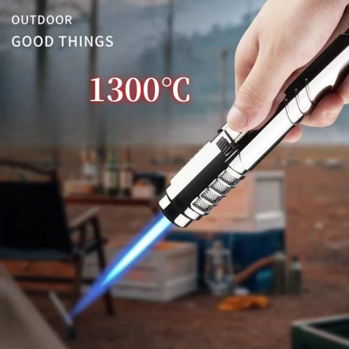 1800 ° Высокотемпературный пистолет-распылитель, бутановая газовая зажигалка, металлическая уличная ветрозащитная синяя мощная пламенная горелка, струйная зажигалка, сварочный инструмент