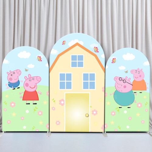 TB Peppa Pig тематический арочный фон для детского душа детский день рождения фотография фон настенное украшение для вечеринки эластичная ткань