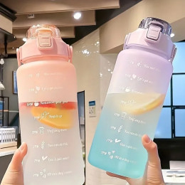 Бутылка для воды 2л с соломинкой, большая емкость, спортивная бутылка для воды, путешествия, фитнес, спортивные портативные бутылки для питья с маркером времени