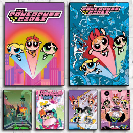 Плакат с рисунком P-Powerpuffs Star Girls, HD арт, липкая стена, водонепроницаемый, для дома, гостиной, спальни, бара, эстетическое украшение