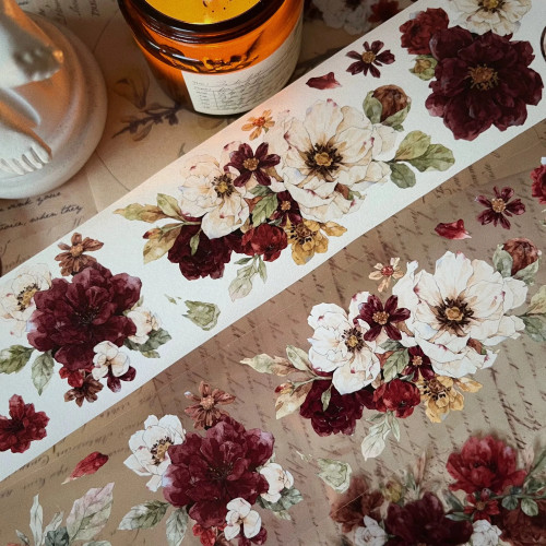 YiEr Studio винтажная киноварь цветочный васи ПЭТ лента планировщик DIY изготовление карт план для скрапбукинга декоративная наклейка