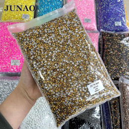 Стразы из смолы золотистого цвета JUNAO 2 3 4 5 6 мм оптом, Кристальные камни для ногтей, без горячей фиксации, круглые стразы для свадебного платья
