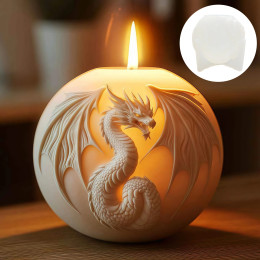 3D рельефная сферическая свеча с драконом, силиконовая форма, крылатый шар динозавра, форма для свечей, крылатый птерозавр, сферическая смола, гипсовые формы