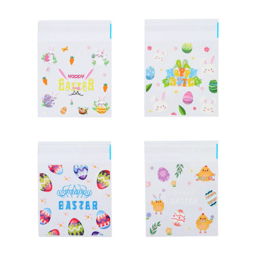 50/100pcs Easter Gift Bags Easter Candy Cookie Bags Eggs Rabbit Easter Bags for Gift Packaging Pouch 2025 Easter Decoration