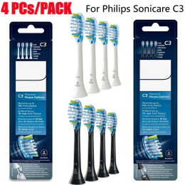 4 шт./упак. для Philips Sonicare C3, сменные насадки для зубных щеток, насадки для электрических зубных щеток, белые или черные
