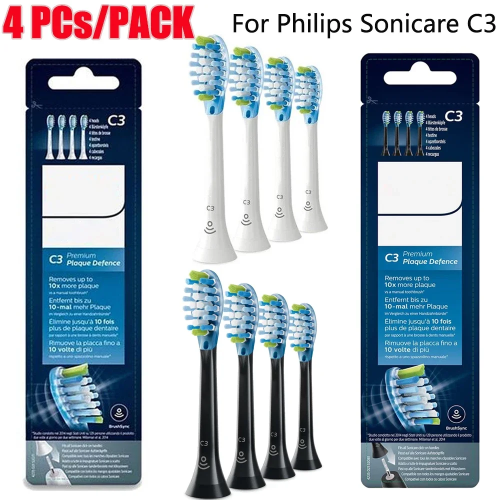 4 шт./упак. для Philips Sonicare C3, сменные насадки для зубных щеток, насадки для электрических зубных щеток, белые или черные