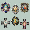 3D Ручная работа, новая тяжелая промышленность, цветы, Our Lady, вышивка бисером для ногтей, большой крест, ткань, паста, стеклянная, алмазная, нашивка для одежды
