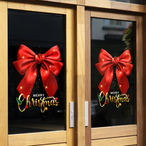 Christmas Window Stickers -1 piece of holiday glass sticker, electrostatic adsorption, no need for power supply
