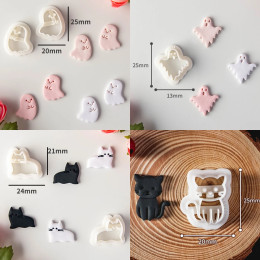 Формы для изготовления из мягкой глины в виде мультяшного призрака, кота
