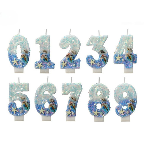‘’MINISO” Sanrio Handmade DIY 0-9 цифровые свечи на день рождения, цифровые свечи с градиентом в океанском стиле, украшение для торта на день рождения