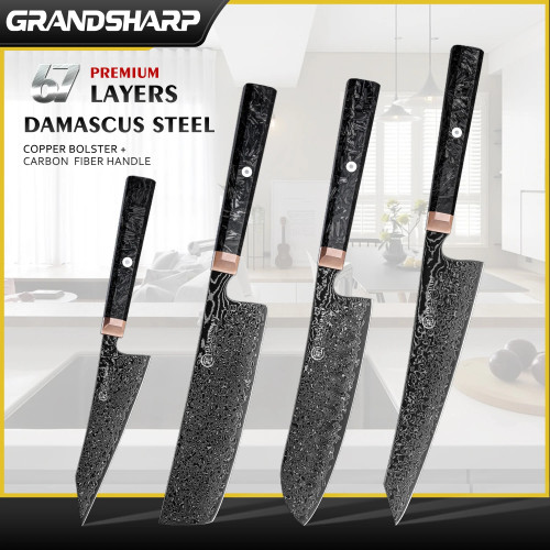 Кухонные инструменты Grandsharp, 4 шт., набор кухонных ножей Nakiri, ножи Santoku Kiritsuke, 67 слоев, кухонный нож из дамасской стали