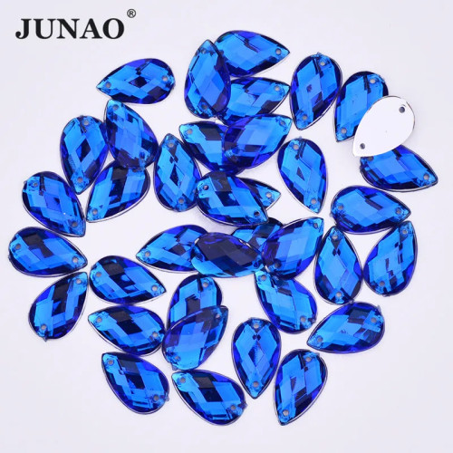 JUNAO 18x25 мм темно-синий цвет, большая каплевидная акриловая кристаллическая страза с плоской задней частью, аппликация со стразами для одежды, рукоделия