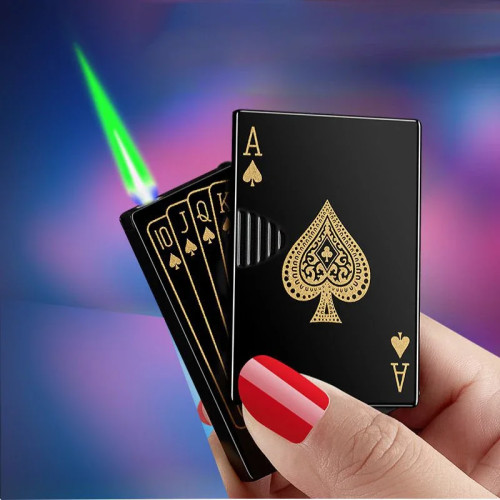 Креативная зажигалка для игральных карт Ace of Spades, бутановая ветрозащитная прямая металлическая зажигалка, металлический забавный подарок для мужчин, аксессуары для курения