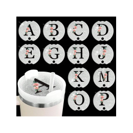 Tumblers Name Plates for Stanley Tumblers 40 oz Cup Lid H2.0,Cup Lid Topper Round Acrylic Name ID Plate Glitter silvery ﻿