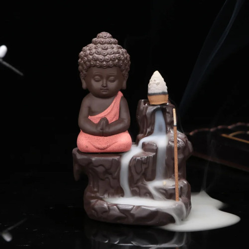 Курильница маленького монаха, креативный домашний декор, маленькая подставка для благовоний Будды, курильница с обратным потоком, для домашнего использования