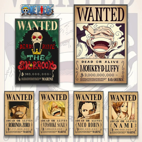 Цельный постер Bounty Order Luffy Wallpapr Ace Фигурки Нами Домашнее украшение Живопись Аниме Зоро Настенное искусство Санджи