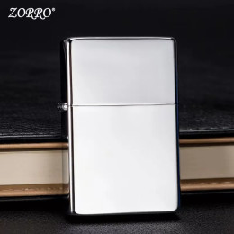Легкая керосиновая зажигалка ZORRO ZC9, ультратонкая ярко-хромированная оригинальная медная световая пластина, шлифовальный круг, ветрозащитная зажигалка