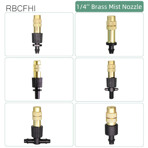RBCFHl 10 шт 6 типов латунь Msting форсунки w/ 4/7 мм Barb 6 мм Винт 4/7 мм футболка микро капельного Irriation разъем Спринклер