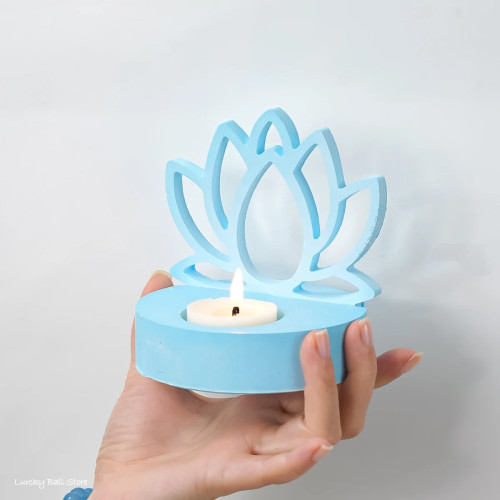 Лотосовые украшения, подсвечник, силиконовая форма, сделай сам, 3D цветок, подсвечник, лоток, инструменты для литья, форма из бетонной смолы, декор для Ид Рамадана