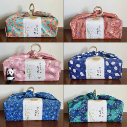 Носовой платок в японском стиле Furoshiki, полиэстер, ткань для упаковки бенто, квадратная салфетка, упаковочное полотенце для обеда, подарок