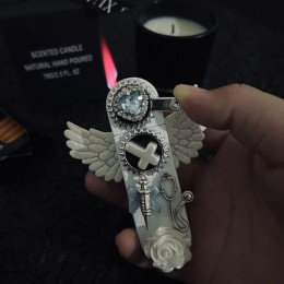 Ангельские крылья чистая белая зажигалка подарок для девушки с изображением священного розового пламени