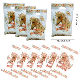 Подарочные пакеты с рисунком Baby Shower для вечеринки, животные, ферма, лошадь, сумка для конфет, подарочные пакеты с ручкой, украшение для дня рождения на тему лошади