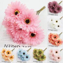 6 шт., искусственный шелк Gerbera, букет цветов, свадебный домашний неудобный декор стола, искусственная ромашка, хризантема, вечерние украшения дома