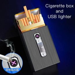 Портсигар с USB-прикуривателем с двойной дугой для зарядки, новинка 2025 года, необычные аксессуары для сигарет, водонепроницаемая перезаряжаемая зажигалка