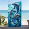 Пляжное полотенце Dolphin Play Ocean, махровые банные полотенца из микрофибры для йоги, путешествий, плавания, фитнеса и кемпинга