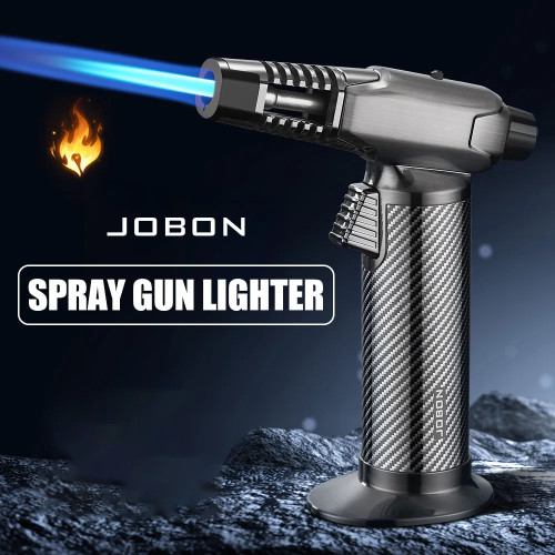 JOBON1300 ℃   Ветрозащитная зажигалка с синим пламенем, одна клавиша с фиксированным пламенем 360° °   Многофункциональное использование металлического материала перевернутого зажигания