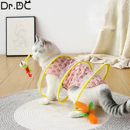 Dr.DC кошачий туннель для домашних кошек, складная игрушка, спиральная катушка, красочные пружины, мятая туннель для кошек и домашних животных, товары для домашних животных