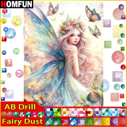 Картина для алмазной вышивки HOMFUN с изображением Феи пыли AB «Красивые Крылья бабочки», полноразмерная, квадратная, круглая, «сделай сам», 5d, картина для алмазной вышивки, искусство