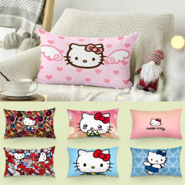 Милые наволочки с рисунком «Hello Kitty», мультяшный диван, декоративный домашний двусторонний принт, короткий плюшевый милый чехол для подушки