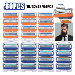 16-80 шт., острые 5-слойные безопасные бритвы из нержавеющей стали для Gillette Fusion, ручные лезвия для бритвы, сменные сменные лезвия