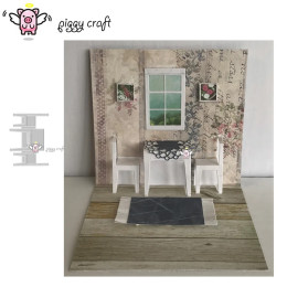 Piggy Craft металлические штампы для резки, форма для резки, складной 3D стул, стол, скрапбук, нож для рукоделия, форма, лезвие, трафареты, штампы