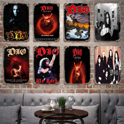 Металлический декоративный постер Dio Bands, винтажный жестяной знак, металлическая табличка для паба, бара, мужской пещеры, клуба, настенное украшение