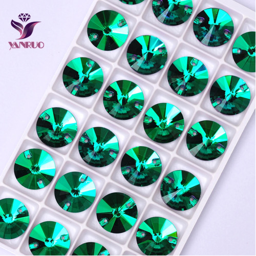 YANRUO 3200 Rivoli изумрудные пришивные стразы s плоские стразы зеленые сшитые стразы s Кристальные свадебные платья