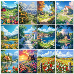 RUOPOTY Набор для рисования по номерам на холсте для взрослых, ландшафт, украшение для дома, подарки