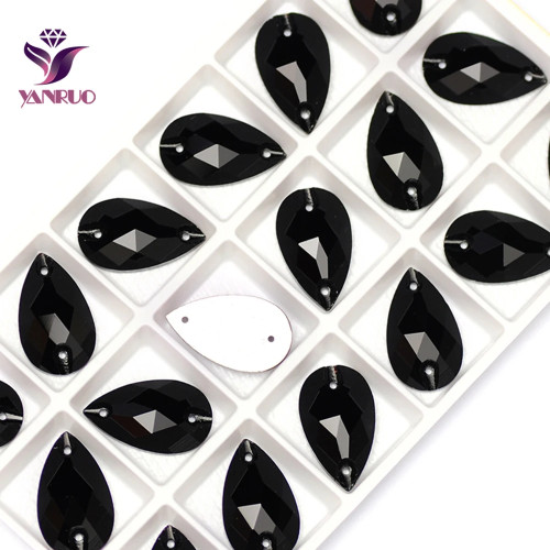 YANRUO 3230, черные пришитые стразы, кристаллы для рукоделия, термоклеевые блестки на ткани