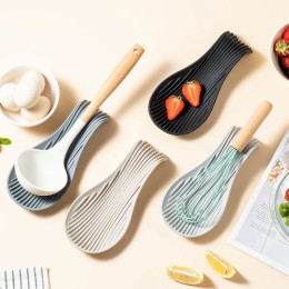 Силиконовый поднос для кухонных принадлежностей, кухонная лопатка, ложка для супа, силиконовый держатель для ложки, бытовая толстая изолированная силиконовая подставка для ложки
