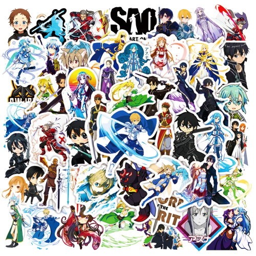 50 шт., наклейки с граффити Sword Art Online Series, подходят для шлемов, украшения стены рабочего стола, набор наклеек «сделай сам», оптовая продажа