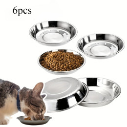 2/6 шт. нескользящая миска для кошек из нержавеющей стали — низкопрофильный широкий дизайн для котят, маленьких домашних животных, станция для кормления с защитой от опрокидывания